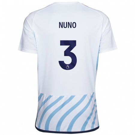 Kandiny Férfi Nuno Tavares #3 Fehér Kék Idegenbeli Jersey 2023/24 Mez Póló Ing