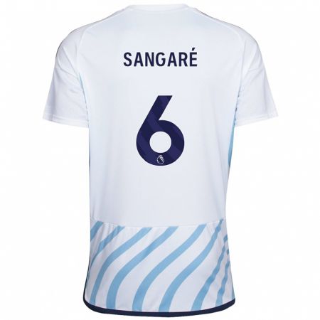 Kandiny Férfi Ibrahim Sangaré #6 Fehér Kék Idegenbeli Jersey 2023/24 Mez Póló Ing