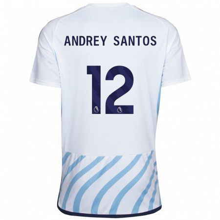 Kandiny Férfi Andrey Santos #12 Fehér Kék Idegenbeli Jersey 2023/24 Mez Póló Ing