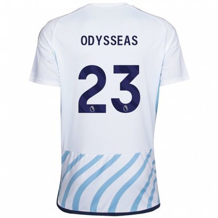Kandiny Férfi Odysseas Vlachodimos #23 Fehér Kék Idegenbeli Jersey 2023/24 Mez Póló Ing