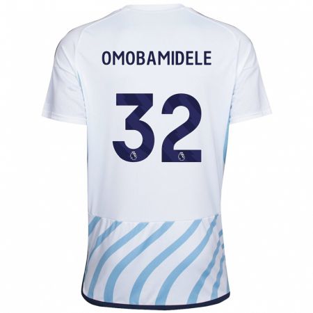 Kandiny Férfi Andrew Omobamidele #32 Fehér Kék Idegenbeli Jersey 2023/24 Mez Póló Ing