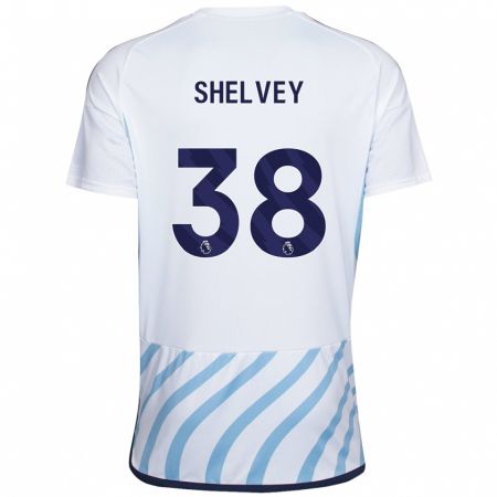 Kandiny Férfi George Shelvey #38 Fehér Kék Idegenbeli Jersey 2023/24 Mez Póló Ing