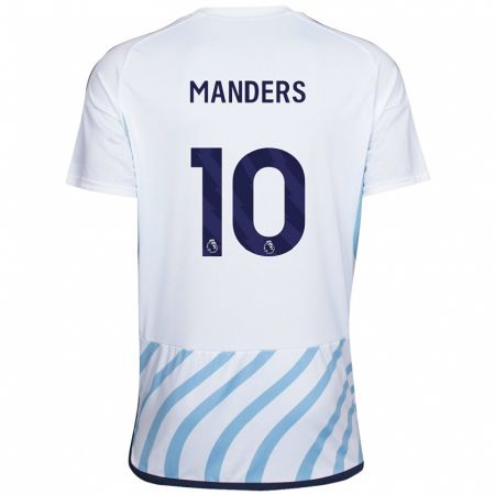 Kandiny Férfi Holly Manders #10 Fehér Kék Idegenbeli Jersey 2023/24 Mez Póló Ing