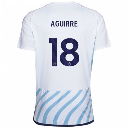 Kandiny Férfi Aja Aguirre #18 Fehér Kék Idegenbeli Jersey 2023/24 Mez Póló Ing