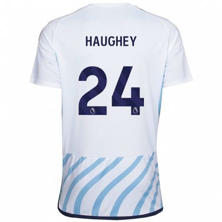 Kandiny Férfi Ella Haughey #24 Fehér Kék Idegenbeli Jersey 2023/24 Mez Póló Ing
