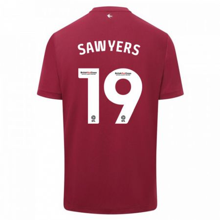 Kandiny Férfi Romaine Sawyers #19 Piros Idegenbeli Jersey 2023/24 Mez Póló Ing