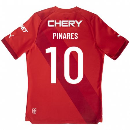 Kandiny Férfi César Pinares #10 Piros Idegenbeli Jersey 2023/24 Mez Póló Ing