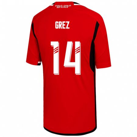 Kandiny Férfi Javiera Grez #14 Piros Idegenbeli Jersey 2023/24 Mez Póló Ing