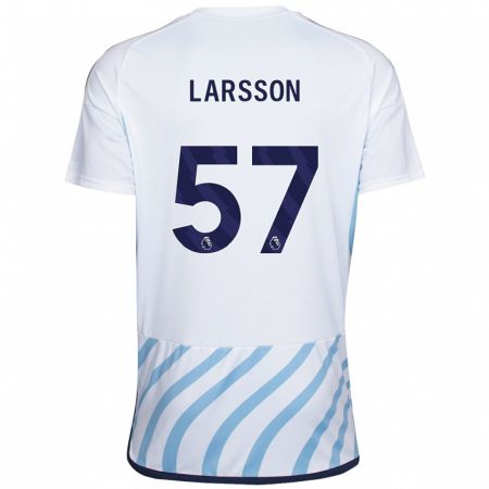 Kandiny Női Julian Larsson #57 Fehér Kék Idegenbeli Jersey 2023/24 Mez Póló Ing