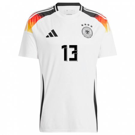 Kandiny Gyermek Németország Keke Topp #13 Fehér Hazai Jersey 24-26 Mez Póló Ing