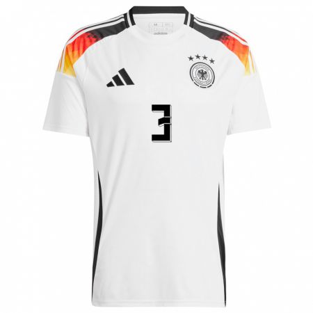 Kandiny Gyermek Németország Lukas Ullrich #3 Fehér Hazai Jersey 24-26 Mez Póló Ing