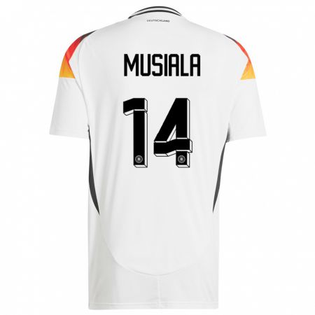 Kandiny Gyermek Németország Jamal Musiala #14 Fehér Hazai Jersey 24-26 Mez Póló Ing