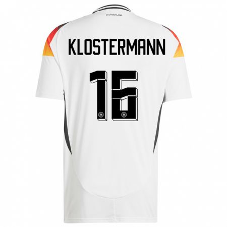 Kandiny Gyermek Németország Lukas Klostermann #16 Fehér Hazai Jersey 24-26 Mez Póló Ing