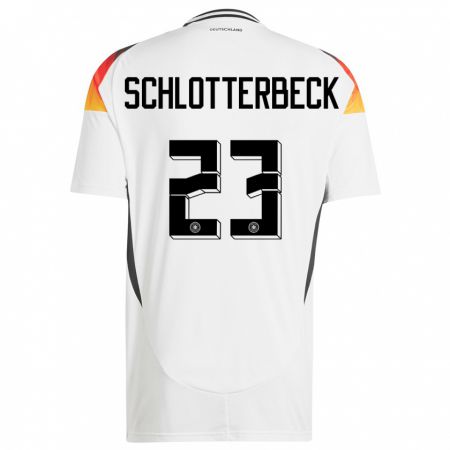 Kandiny Gyermek Németország Nico Schlotterbeck #23 Fehér Hazai Jersey 24-26 Mez Póló Ing