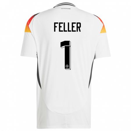 Kandiny Gyermek Németország Frank Feller #1 Fehér Hazai Jersey 24-26 Mez Póló Ing