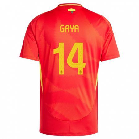 Kandiny Gyermek Spanyolország Jose Gaya #14 Piros Hazai Jersey 24-26 Mez Póló Ing