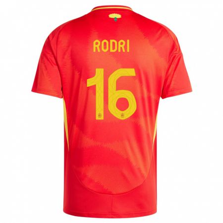 Kandiny Gyermek Spanyolország Rodri #16 Piros Hazai Jersey 24-26 Mez Póló Ing