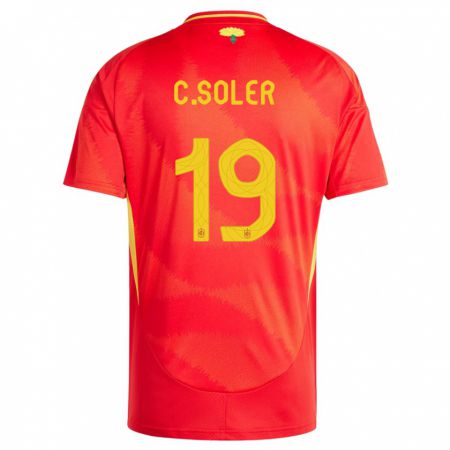 Kandiny Gyermek Spanyolország Carlos Soler #19 Piros Hazai Jersey 24-26 Mez Póló Ing