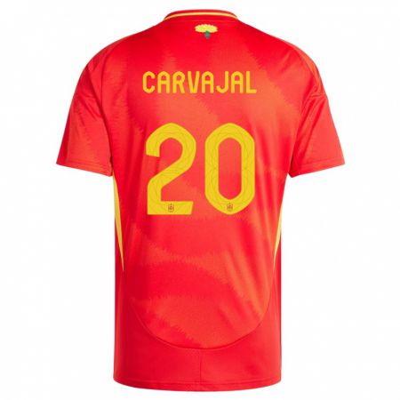 Kandiny Gyermek Spanyolország Daniel Carvajal #20 Piros Hazai Jersey 24-26 Mez Póló Ing