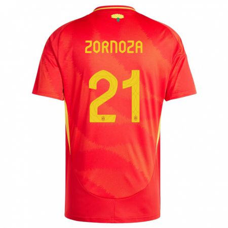 Kandiny Gyermek Spanyolország Claudia Zornoza #21 Piros Hazai Jersey 24-26 Mez Póló Ing