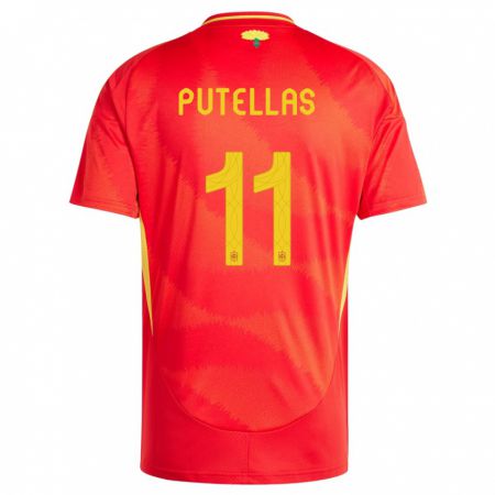 Kandiny Gyermek Spanyolország Alexia Putellas #11 Piros Hazai Jersey 24-26 Mez Póló Ing