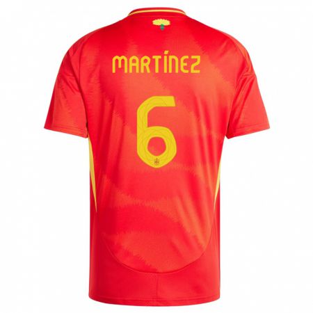 Kandiny Gyermek Spanyolország Roger Martinez #6 Piros Hazai Jersey 24-26 Mez Póló Ing