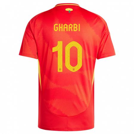 Kandiny Gyermek Spanyolország Ismael Gharbi #10 Piros Hazai Jersey 24-26 Mez Póló Ing