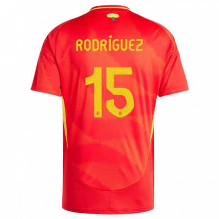 Kandiny Gyermek Spanyolország Dani Rodriguez #15 Piros Hazai Jersey 24-26 Mez Póló Ing