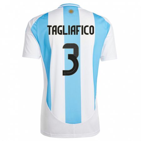 Kandiny Gyermek Argentína Nicolas Tagliafico #3 Fehér Kék Hazai Jersey 24-26 Mez Póló Ing