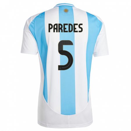 Kandiny Gyermek Argentína Leandro Paredes #5 Fehér Kék Hazai Jersey 24-26 Mez Póló Ing