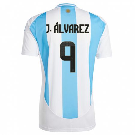 Kandiny Gyermek Argentína Julian Alvarez #9 Fehér Kék Hazai Jersey 24-26 Mez Póló Ing