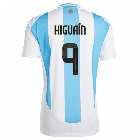 Kandiny Gyermek Argentína Gonzalo Higuain #9 Fehér Kék Hazai Jersey 24-26 Mez Póló Ing