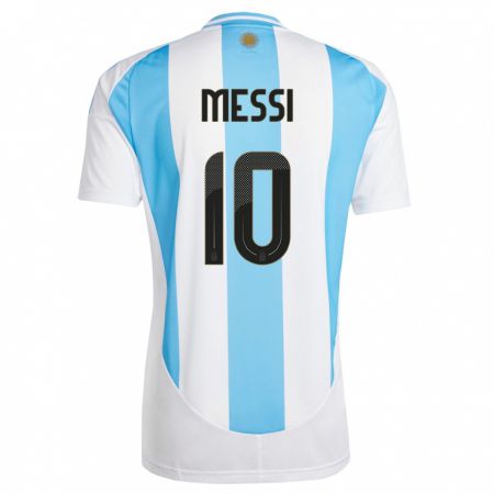 Kandiny Gyermek Argentína Lionel Messi #10 Fehér Kék Hazai Jersey 24-26 Mez Póló Ing