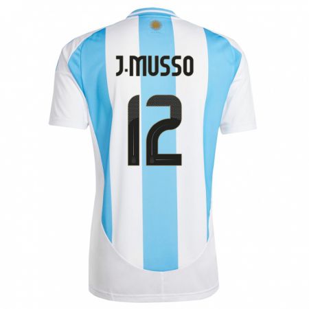 Kandiny Gyermek Argentína Juan Musso #12 Fehér Kék Hazai Jersey 24-26 Mez Póló Ing
