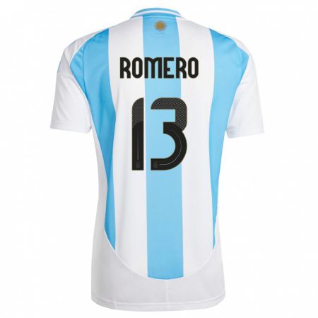 Kandiny Gyermek Argentína Cristian Romero #13 Fehér Kék Hazai Jersey 24-26 Mez Póló Ing
