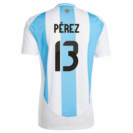 Kandiny Gyermek Argentína Nehuen Perez #13 Fehér Kék Hazai Jersey 24-26 Mez Póló Ing
