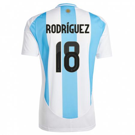 Kandiny Gyermek Argentína Guido Rodriguez #18 Fehér Kék Hazai Jersey 24-26 Mez Póló Ing
