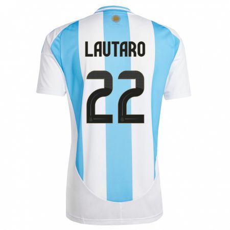 Kandiny Gyermek Argentína Lautaro Martinez #22 Fehér Kék Hazai Jersey 24-26 Mez Póló Ing