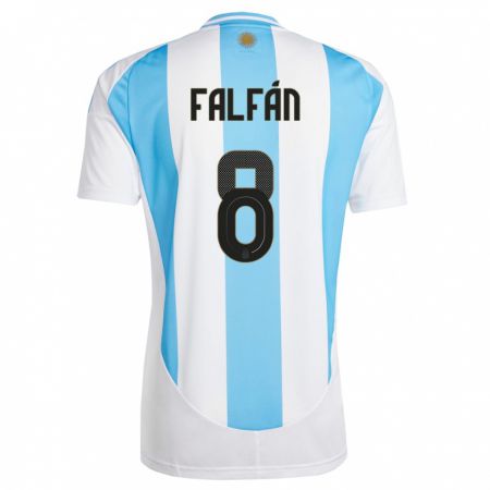 Kandiny Gyermek Argentína Daiana Falfan #8 Fehér Kék Hazai Jersey 24-26 Mez Póló Ing