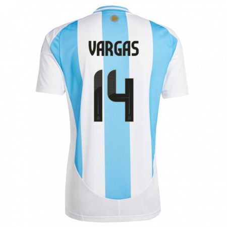 Kandiny Gyermek Argentína Agustina Vargas #14 Fehér Kék Hazai Jersey 24-26 Mez Póló Ing