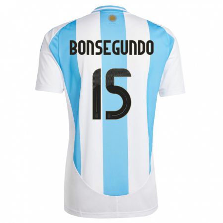 Kandiny Gyermek Argentína Florencia Bonsegundo #15 Fehér Kék Hazai Jersey 24-26 Mez Póló Ing