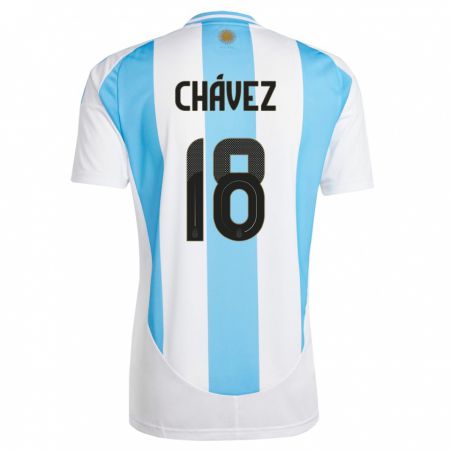 Kandiny Gyermek Argentína Gabriela Chavez #18 Fehér Kék Hazai Jersey 24-26 Mez Póló Ing