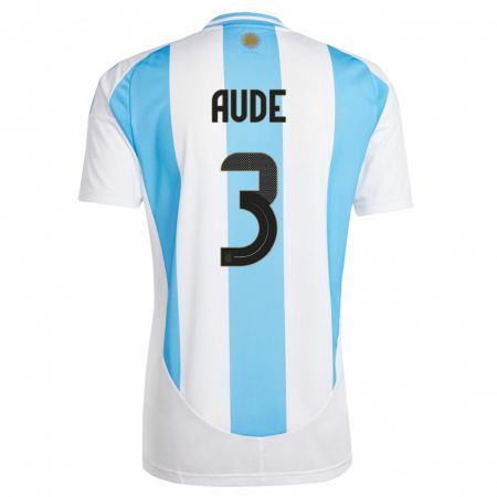 Kandiny Gyermek Argentína Julian Aude #3 Fehér Kék Hazai Jersey 24-26 Mez Póló Ing