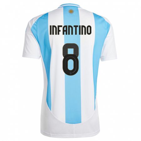 Kandiny Gyermek Argentína Gino Infantino #8 Fehér Kék Hazai Jersey 24-26 Mez Póló Ing