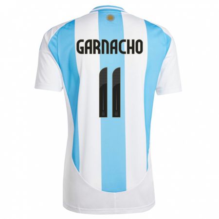 Kandiny Gyermek Argentína Alejandro Garnacho #11 Fehér Kék Hazai Jersey 24-26 Mez Póló Ing