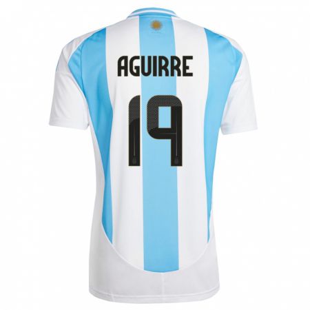 Kandiny Gyermek Argentína Brian Aguirre #19 Fehér Kék Hazai Jersey 24-26 Mez Póló Ing
