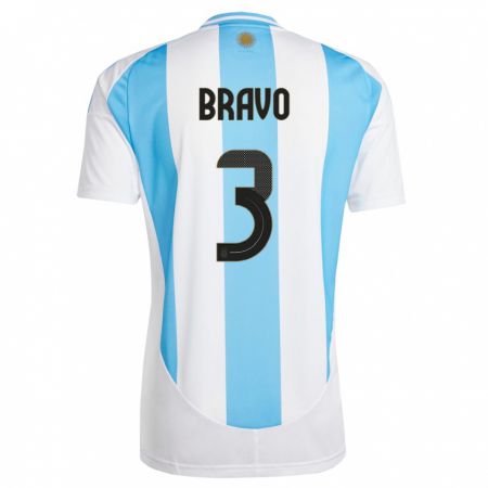 Kandiny Gyermek Argentína Claudio Bravo #3 Fehér Kék Hazai Jersey 24-26 Mez Póló Ing
