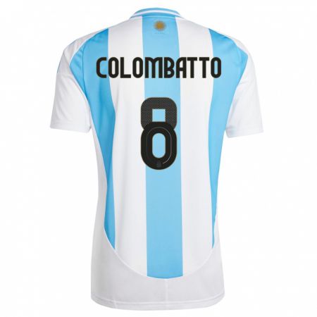 Kandiny Gyermek Argentína Santiago Colombatto #8 Fehér Kék Hazai Jersey 24-26 Mez Póló Ing