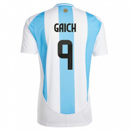 Kandiny Gyermek Argentína Adolfo Gaich #9 Fehér Kék Hazai Jersey 24-26 Mez Póló Ing