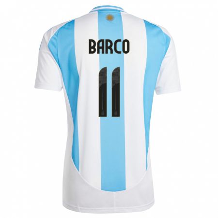 Kandiny Gyermek Argentína Ezequiel Barco #11 Fehér Kék Hazai Jersey 24-26 Mez Póló Ing
